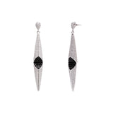 Black & Clear CZ Geometric Drop Earrings