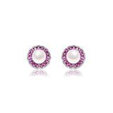 Petal Pink Pearl CZ Earrings