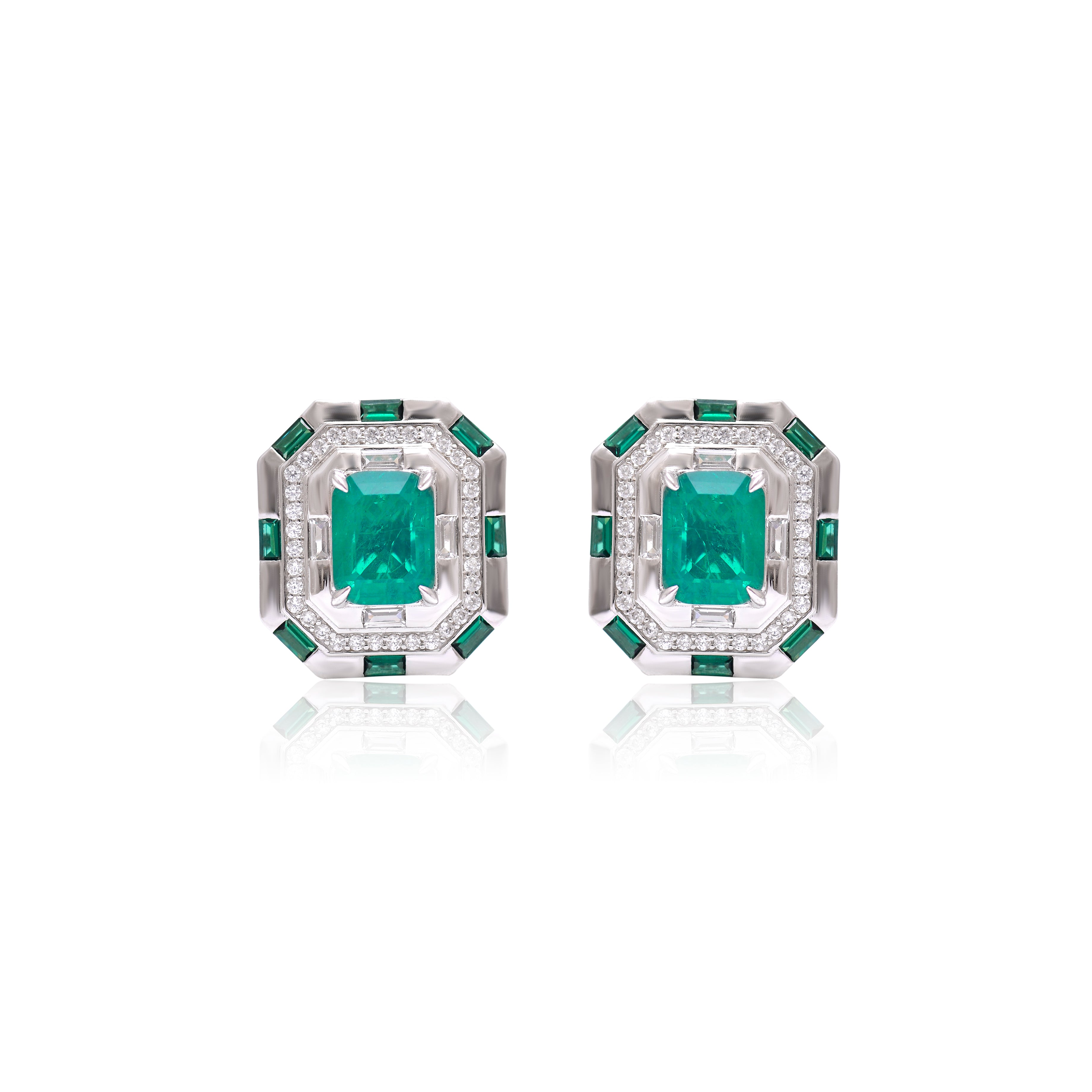 Emerald Cut Deco Studs