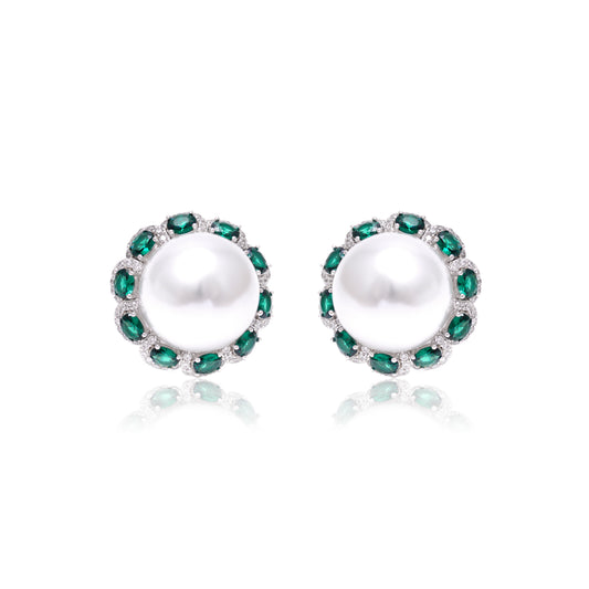 Petal Pink Pearl CZ Earrings