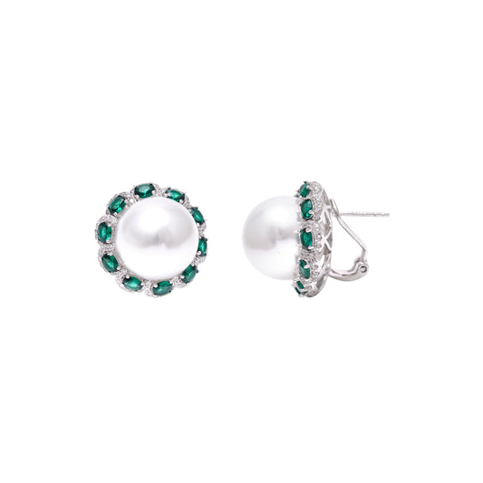 Petal Pink Pearl CZ Earrings