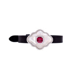 White Mother of Pearl Sterling Silver Floral Strap