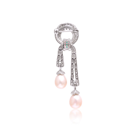 Pearl Cascade Sterling Silver Brooch Cum Pendant
