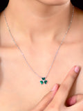 925 Sterling Silver Malachite Clover Pendant