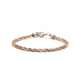 Tri-Color Braided Link Bracelet 925 Sterling Silver