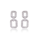 Baguette Link Earrings 925 Sterling Silver
