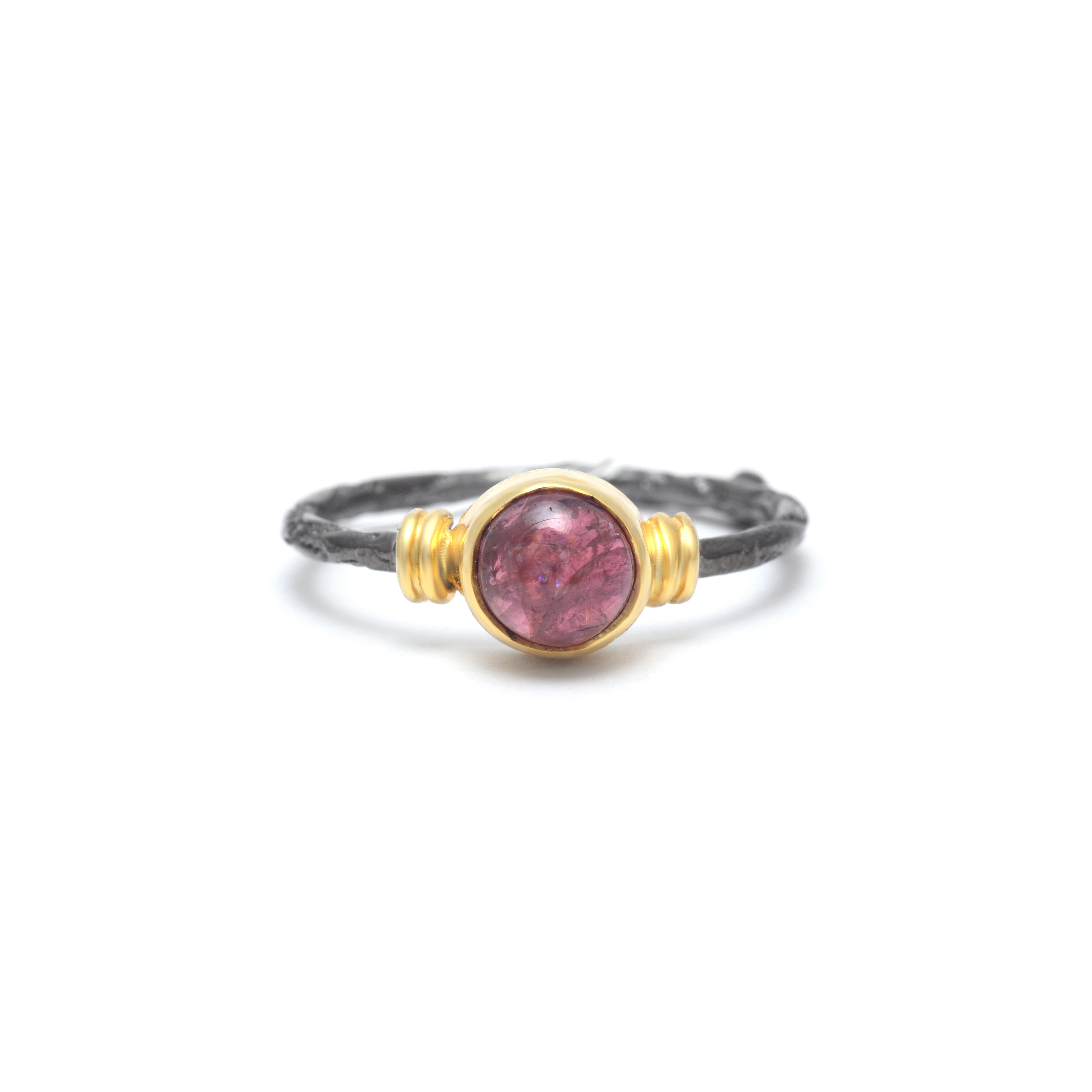 Pink Tourmaline Crystal Solitaire Ring 925 Sterling Silver