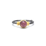 Pink Tourmaline Crystal Solitaire Ring 925 Sterling Silver