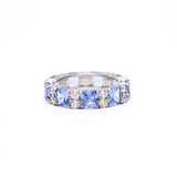Blue & White CZ Eternity Band 925 Sterling Silver