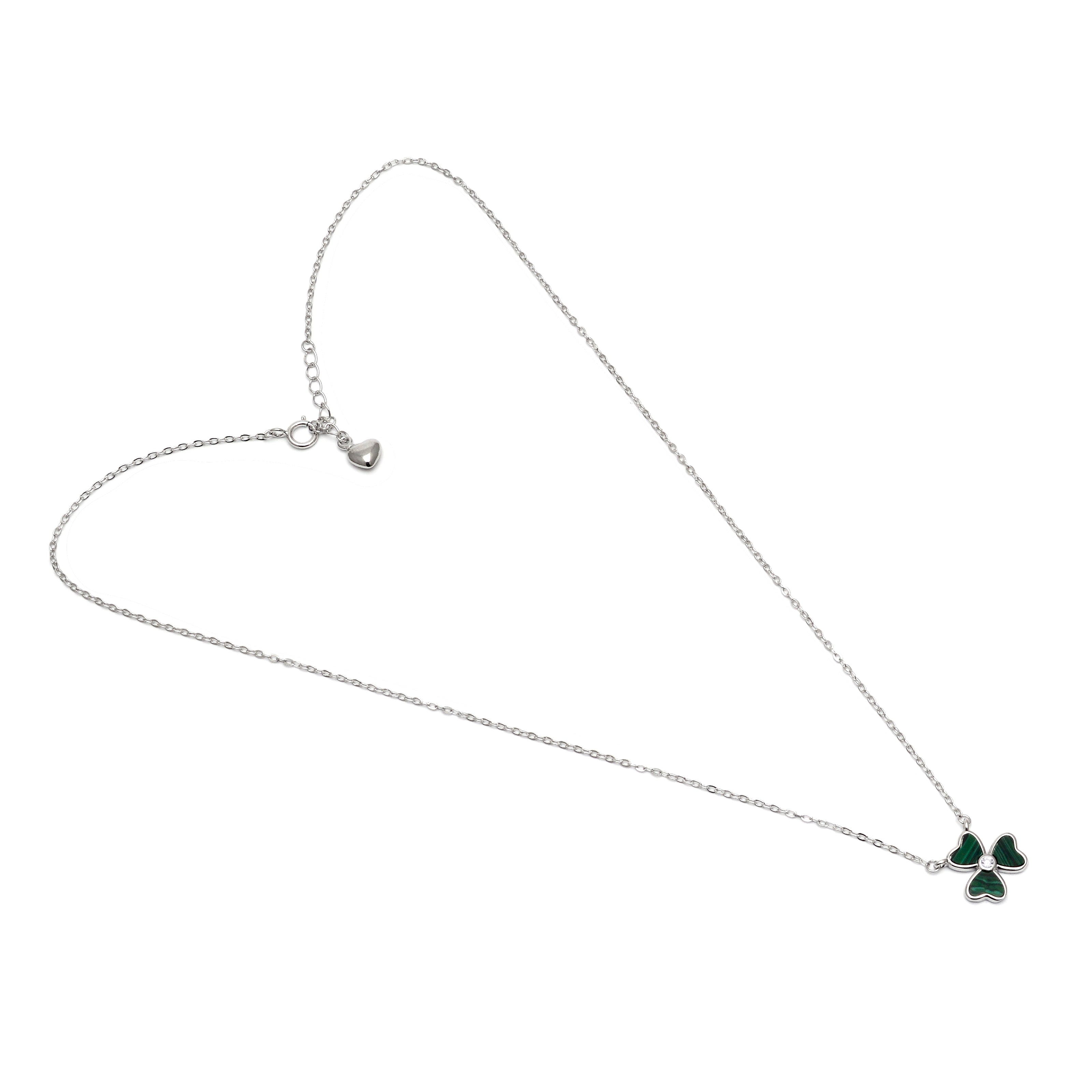 925 Sterling Silver Malachite Clover Pendant