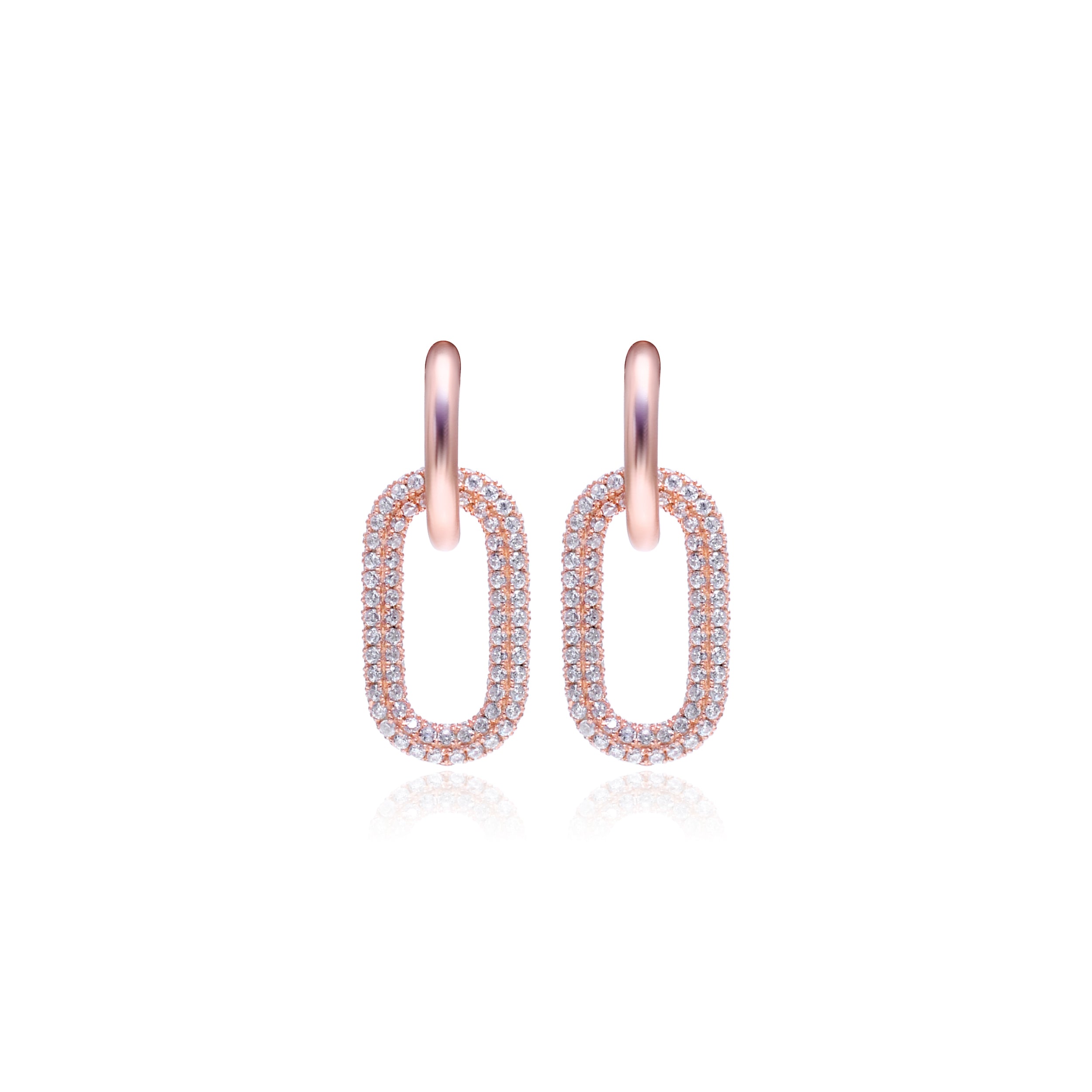 Rose Gold Zirconia Dangle Earrings