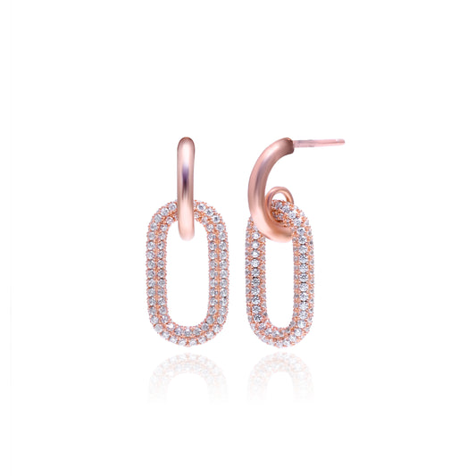 Rose Gold Zirconia Dangle Earrings