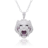 CZ Roar: Sterling Silver Lion Pendant