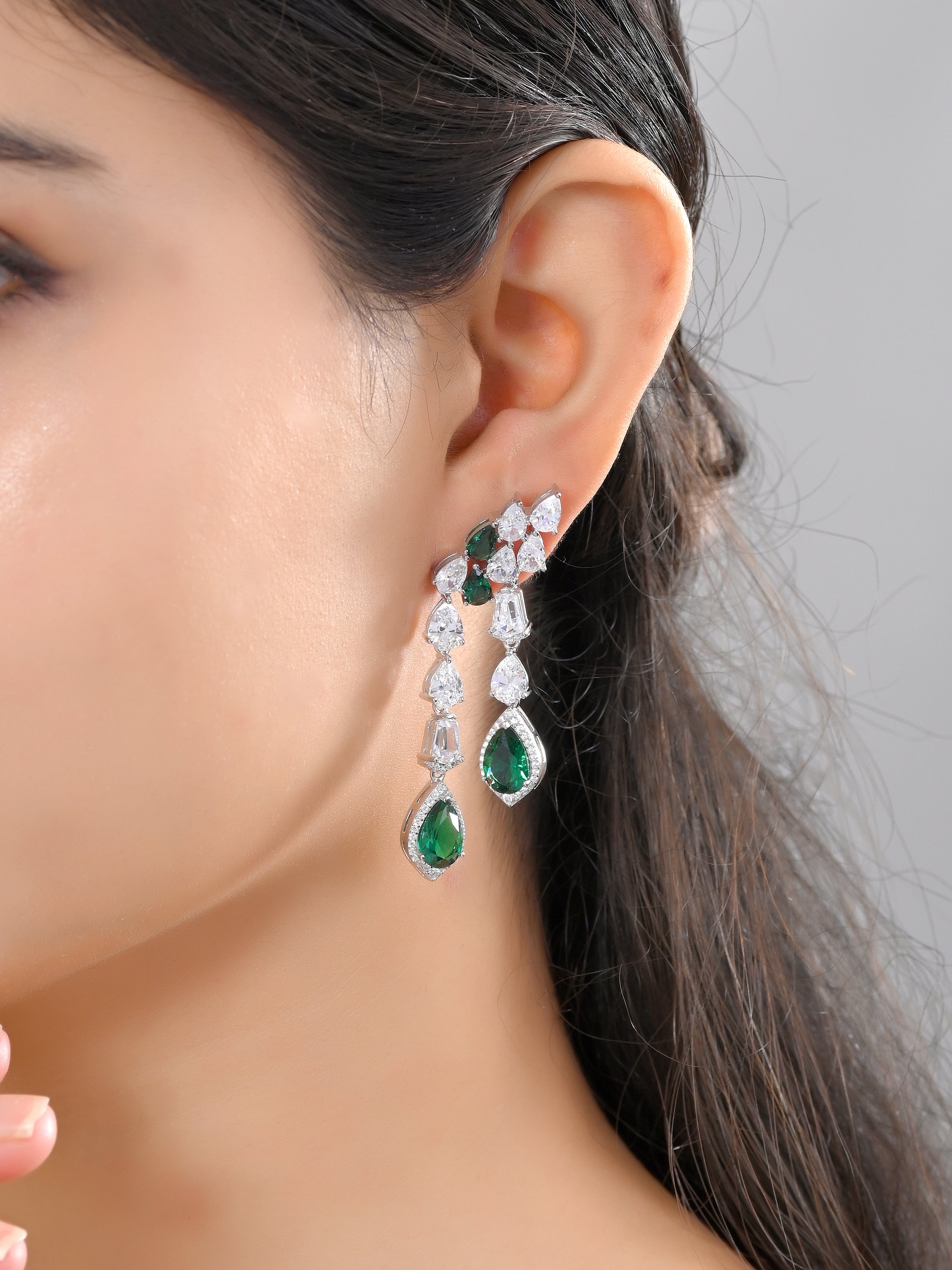 Emerald Cascade Dangling Earrings