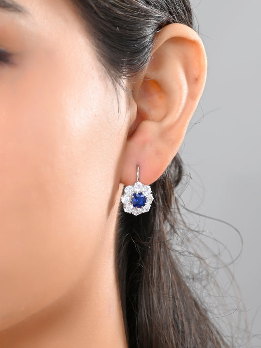 Floral Cluster Sterling Silver Drop Earrings