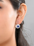 Floral Cluster Sterling Silver Drop Earrings