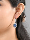 Radiant Blue Oval Sterling Silver Earrings