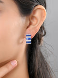 Blue Baguette Sterling Silver Hoop Earrings