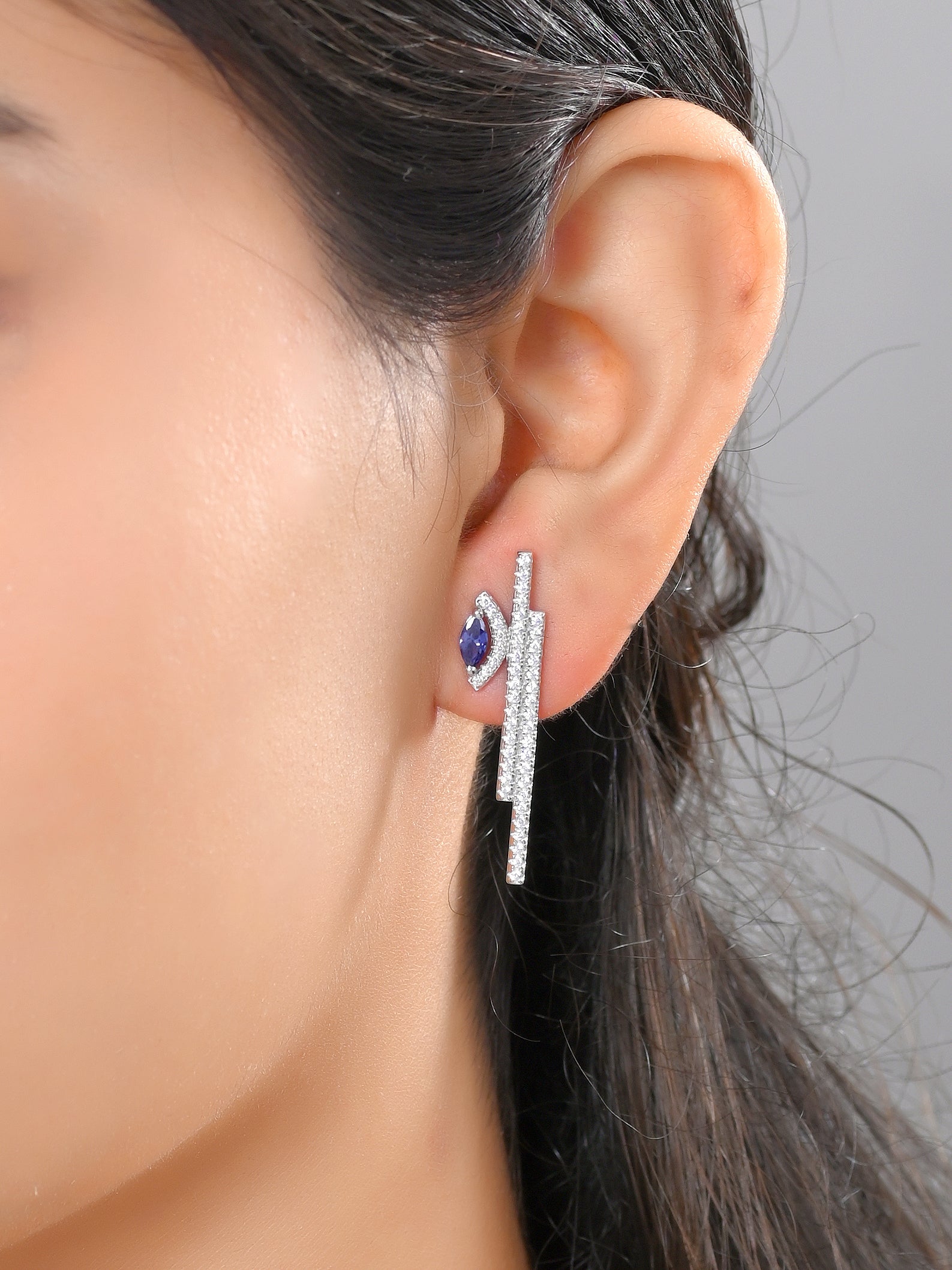 Geometric Marquise Sterling Silver Earrings