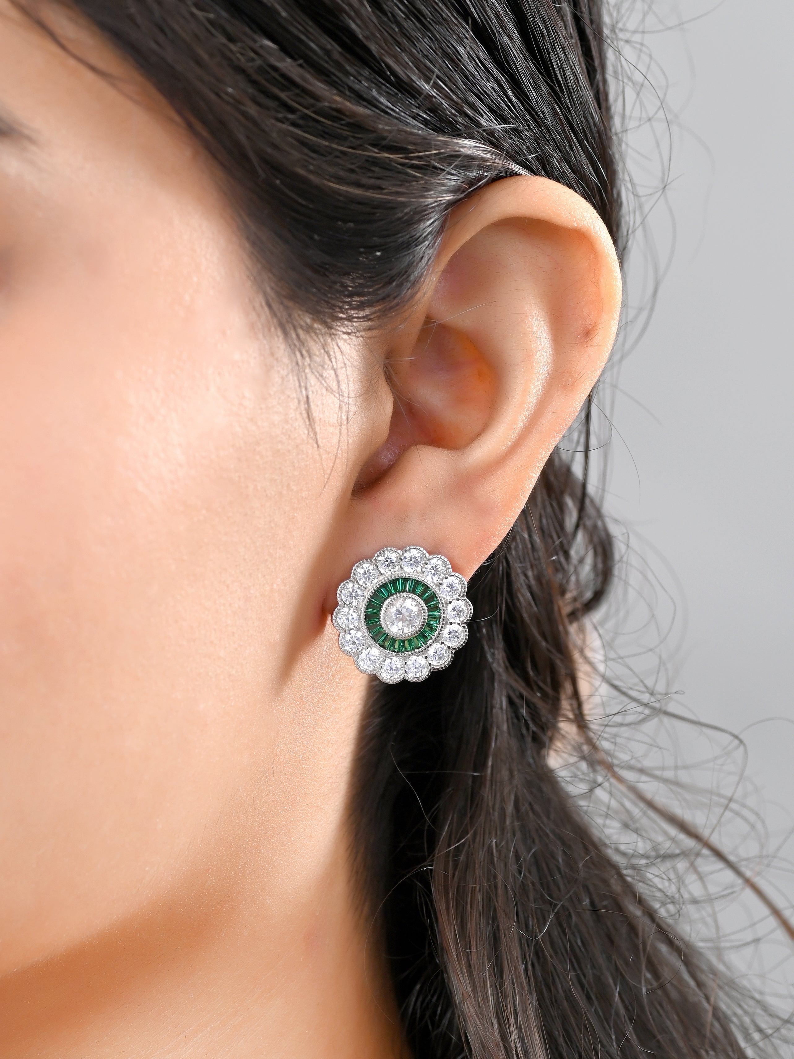 Floral Diamond Stud Earrings