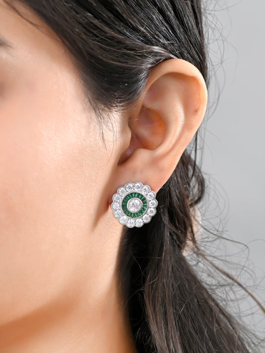 Floral Diamond Stud Earrings