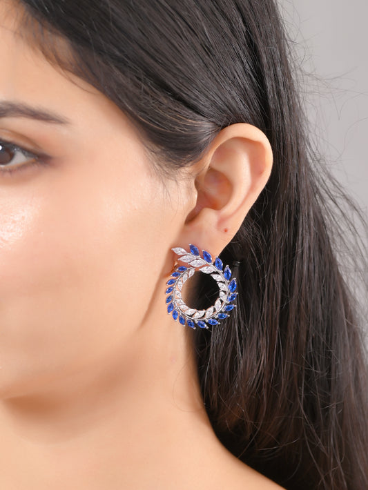 Leaf Crest Sterling Silver Hoop Earrings