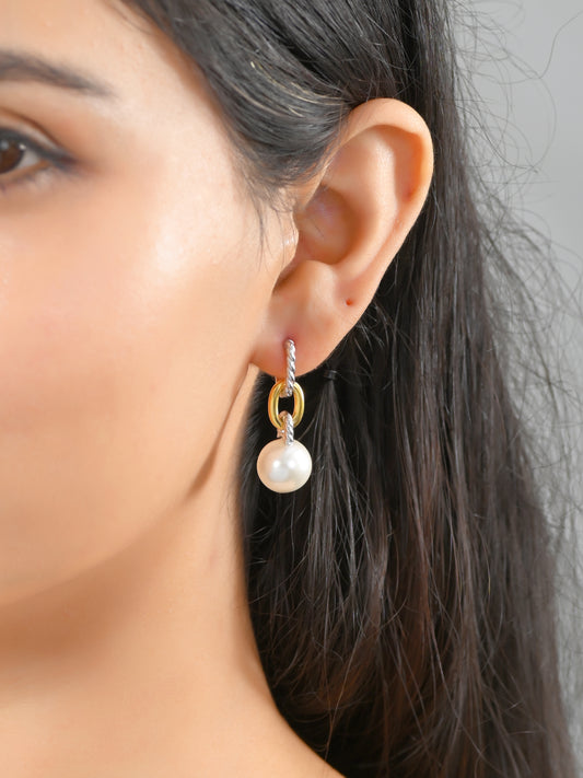Linked Pearl Sterling Silver Earrings