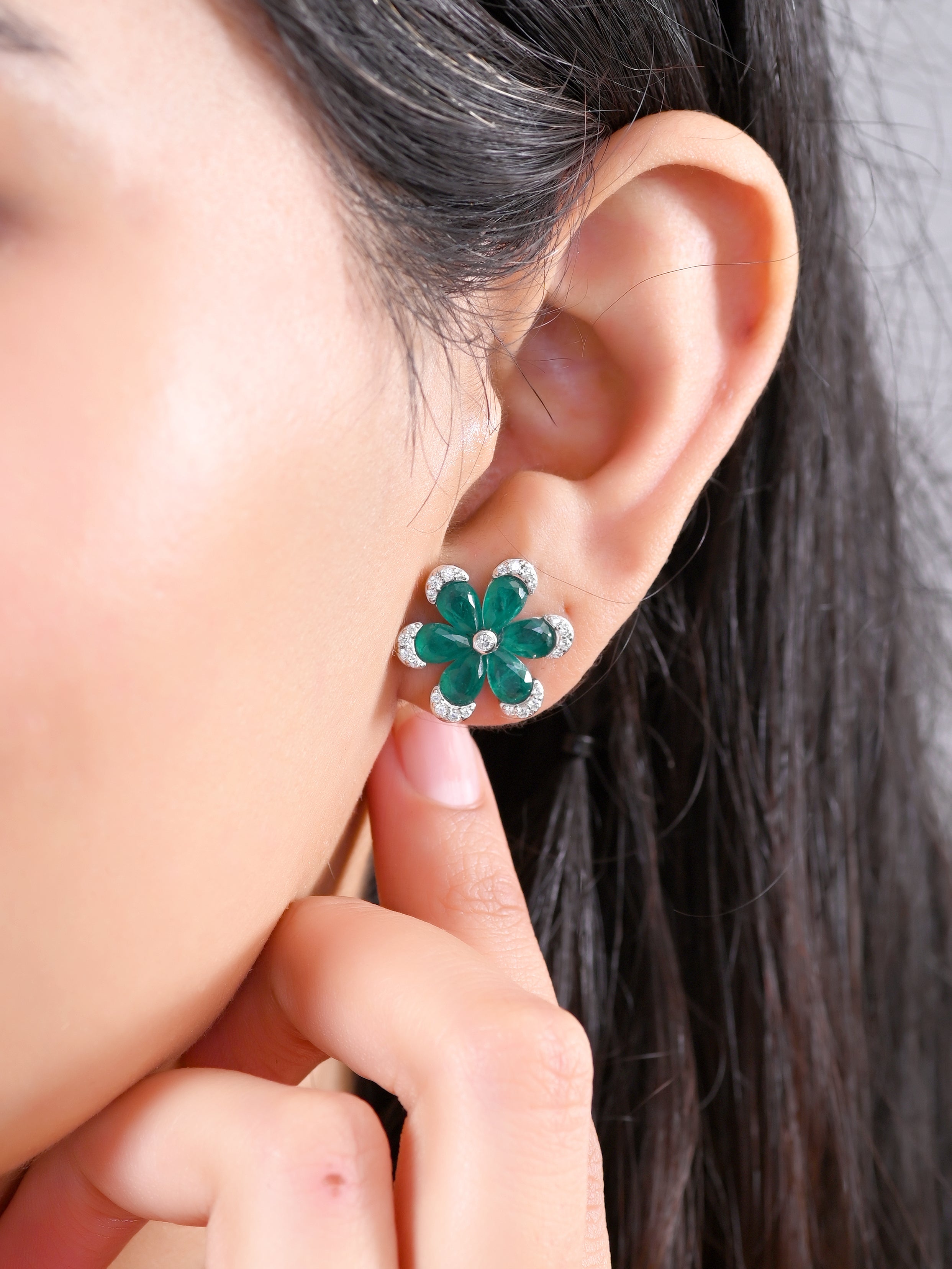 Elegant Flower Cz Studs