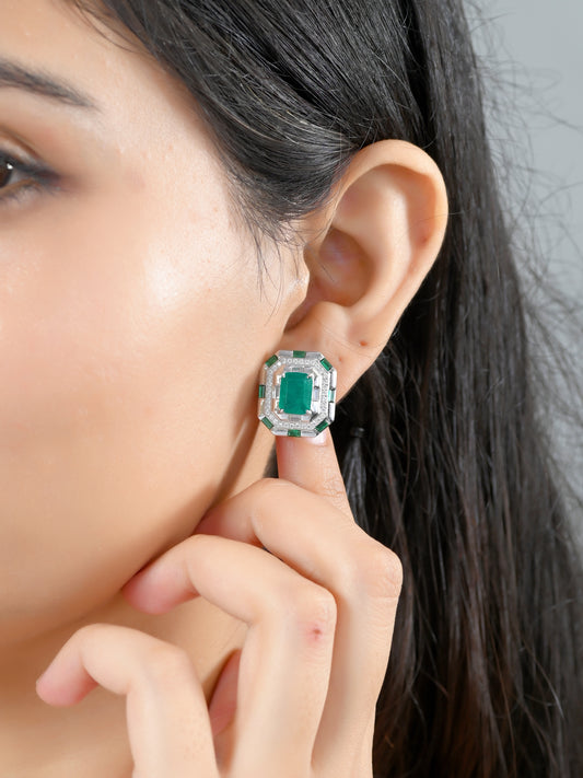 Emerald Cut Deco Studs