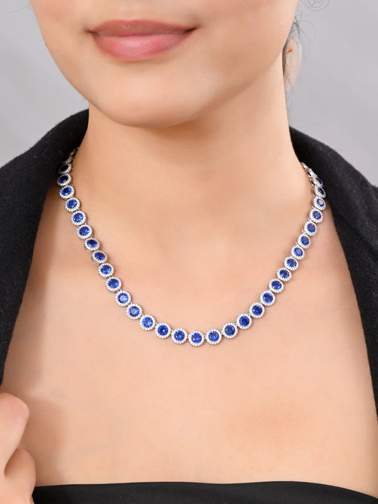 Royal Halo Blue Sterling Silver Necklace