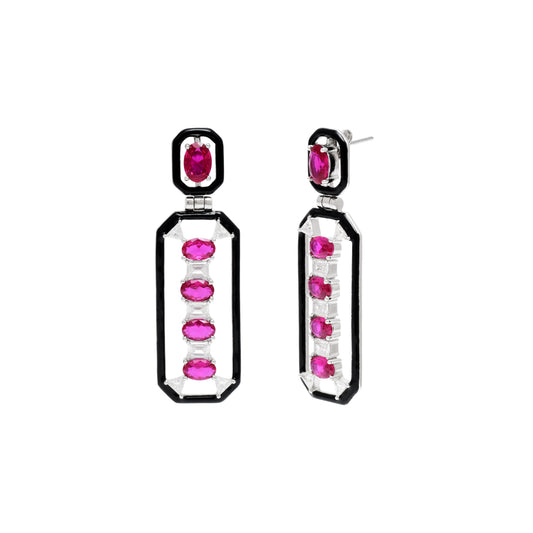 Geometric CZ Drop Earrings In 925 Sterling Silver