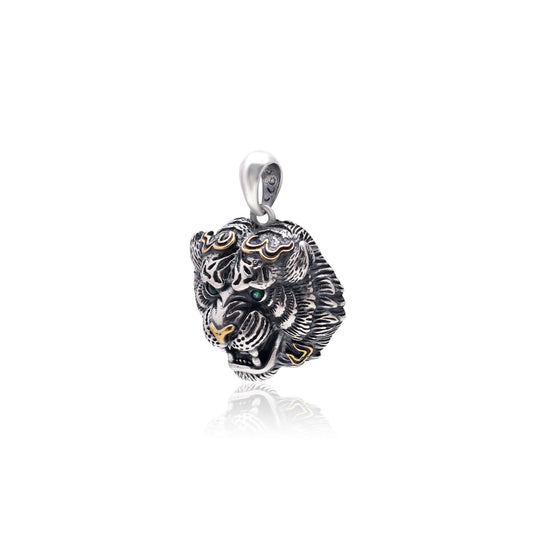 Silver Oxidized Tiger Pendant