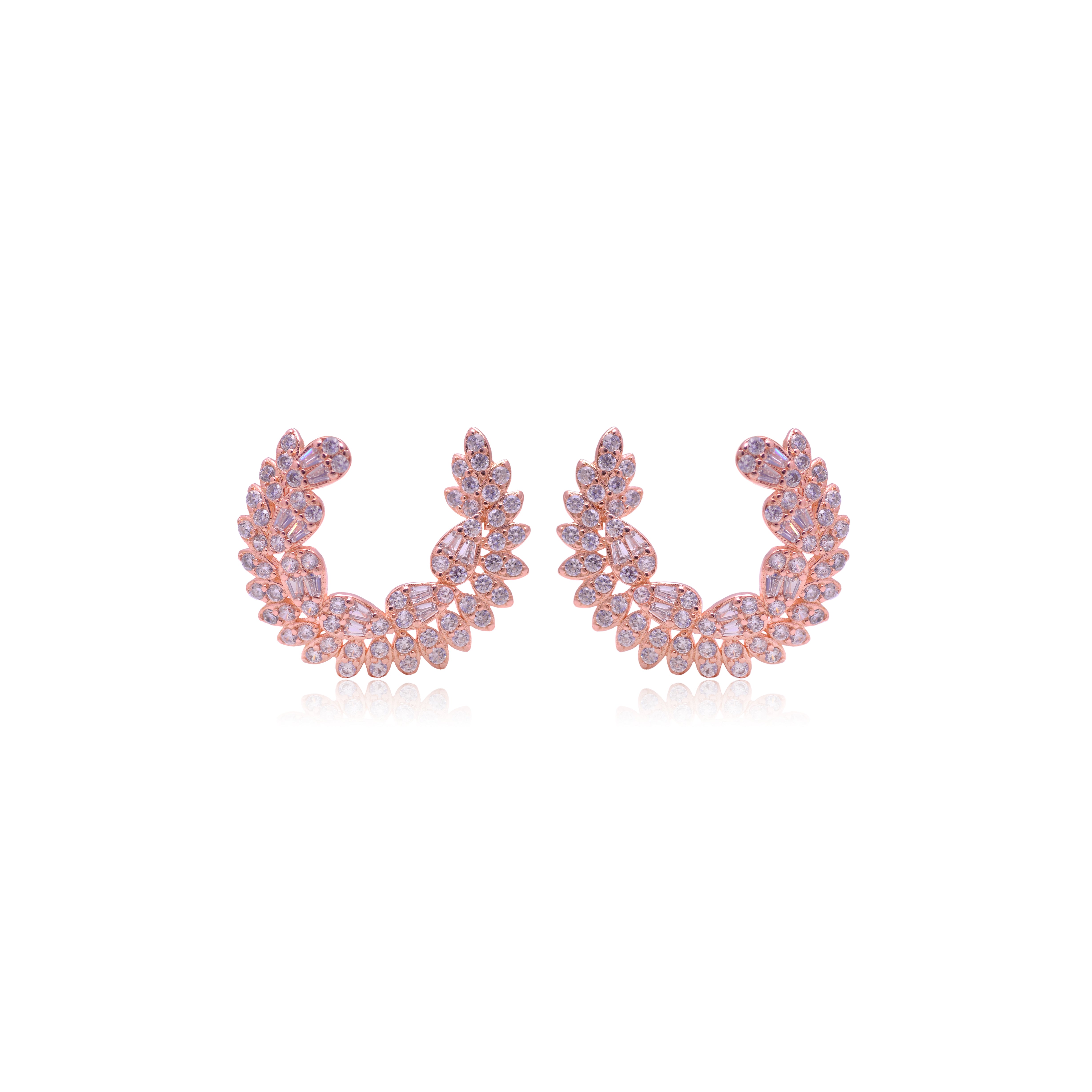 Rose Gold Crescent Earrings