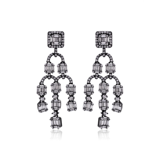 Black Rhodium Plated Cubic Zirconia Earrings