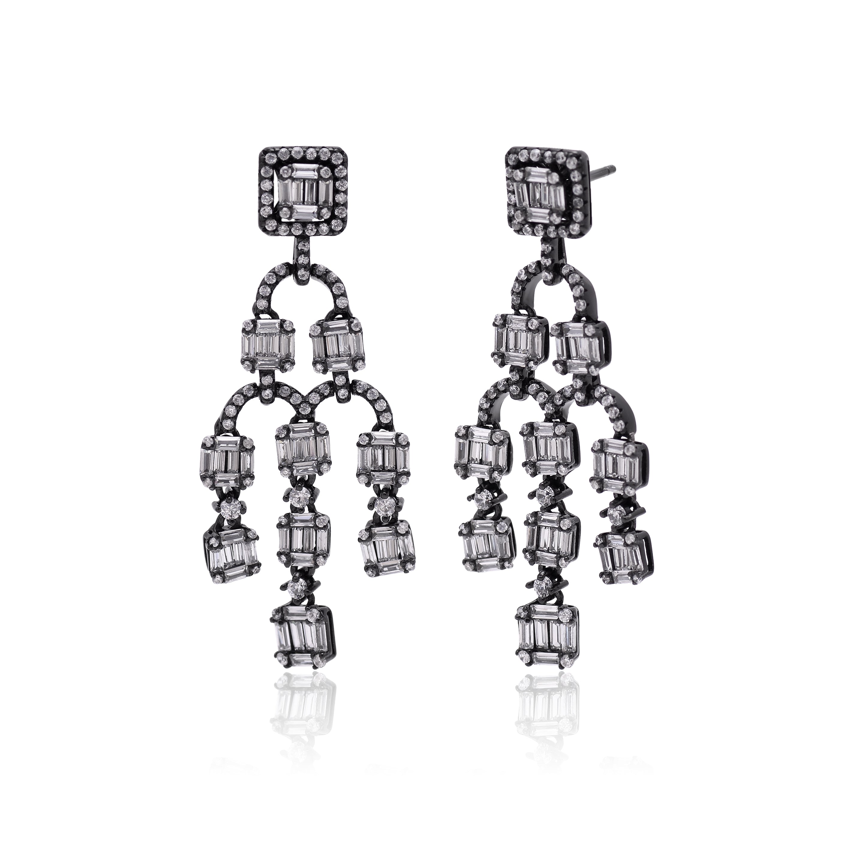 Black Rhodium Plated Cubic Zirconia Earrings