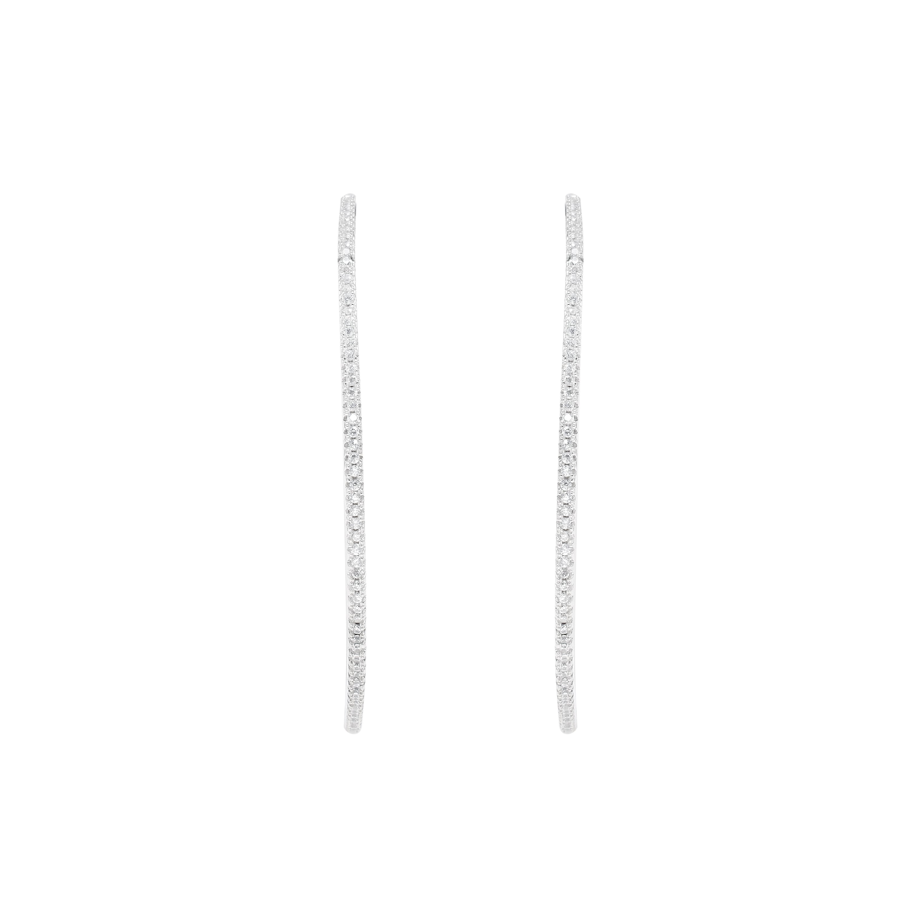 Silver Elegant Studded Hoop Earrings