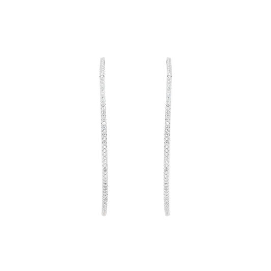 Silver Elegant Studded Hoop Earrings