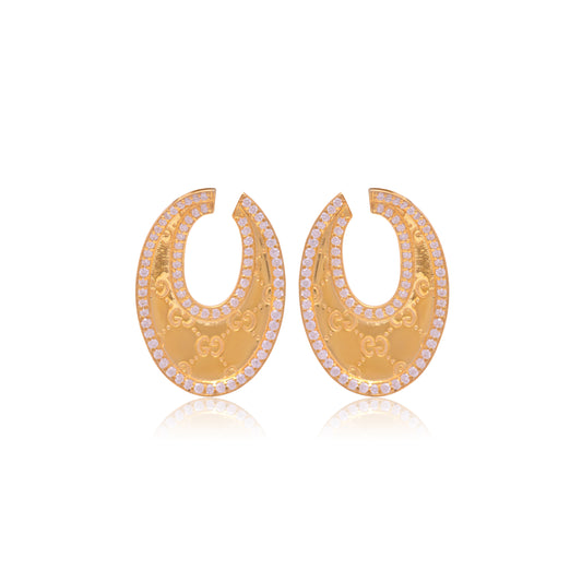 Golden Cubic Zirconia Earrings