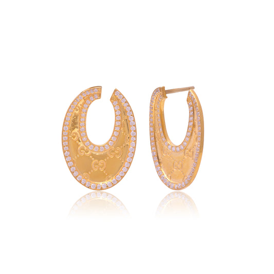 Golden Cubic Zirconia Earrings