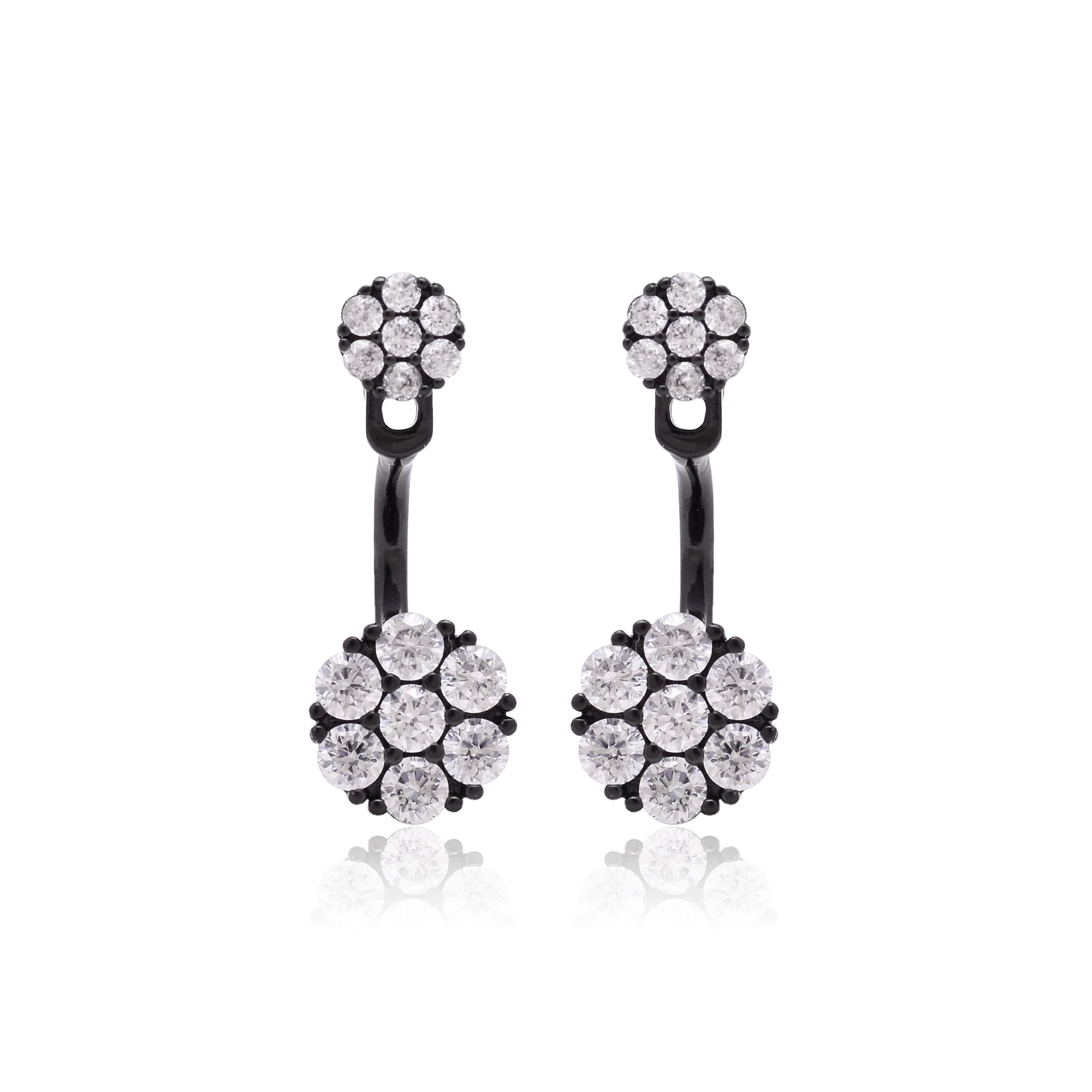 Black Rhodium Plated Cubic Zirconia Two-Way Earrings