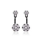 Black Rhodium Plated Cubic Zirconia Two-Way Earrings