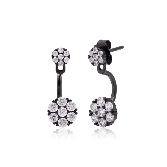 Black Rhodium Plated Cubic Zirconia Two-Way Earrings