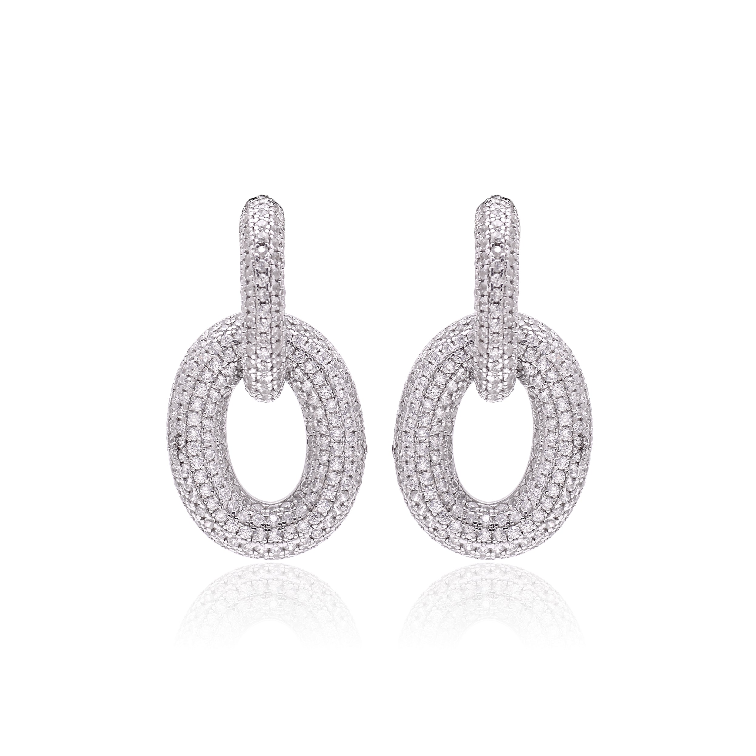 Sterling White Gold Plated Cubic Zirconia Earrings