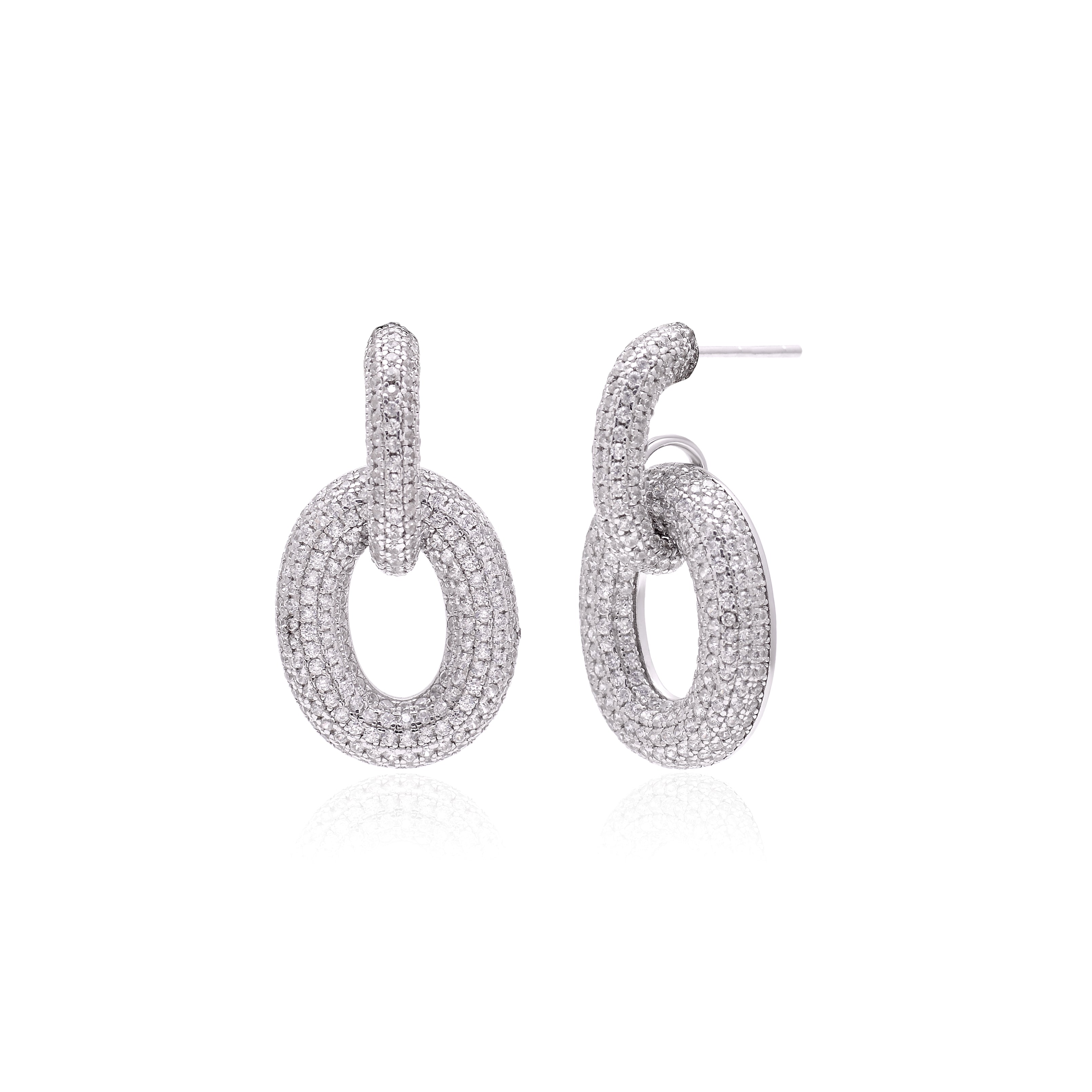 Sterling White Gold Plated Cubic Zirconia Earrings