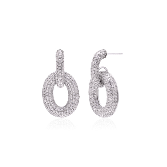 Sterling White Gold Plated Cubic Zirconia Earrings