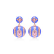 Periwinkle Blue Enamel Pink Stone Drop Earrings