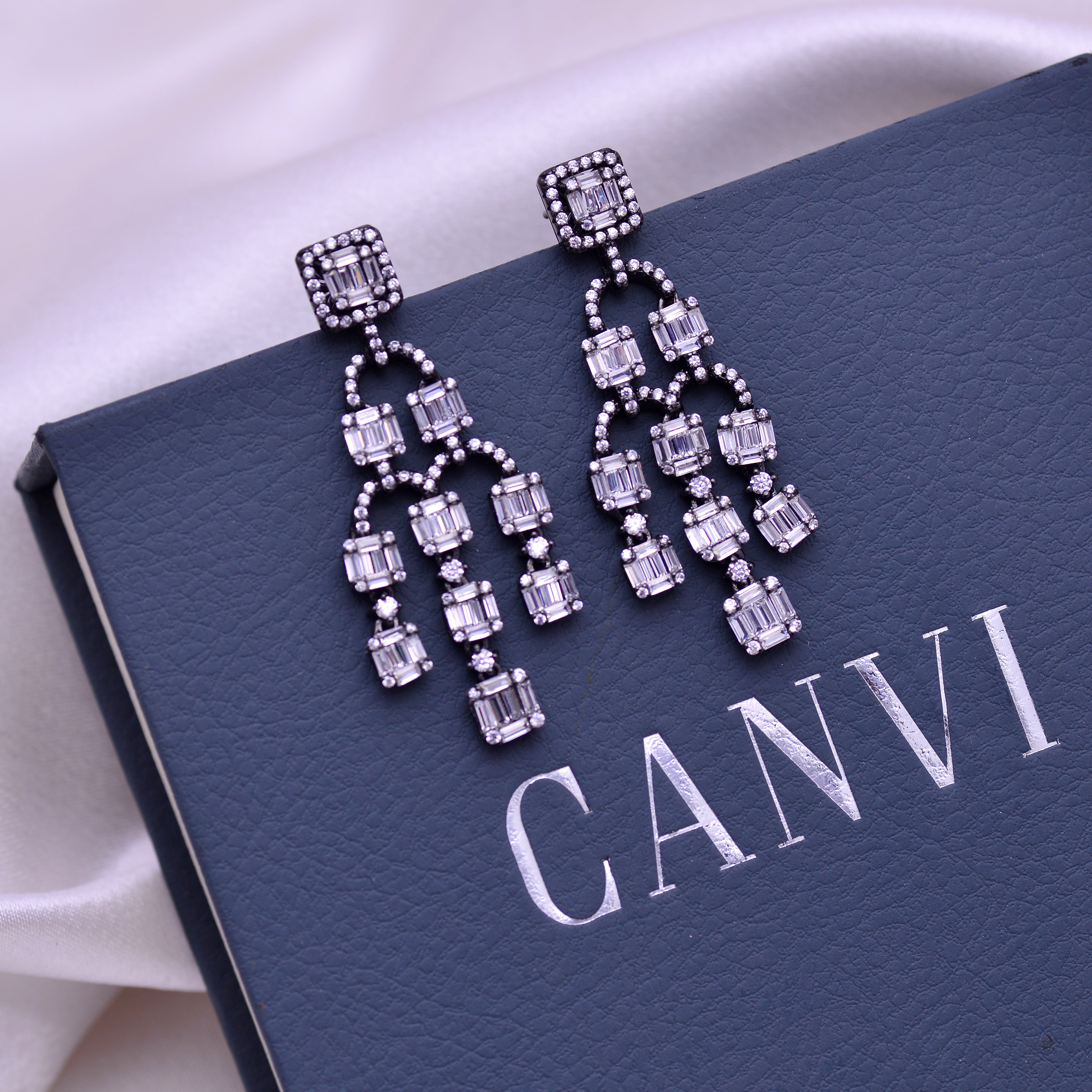 Black Rhodium Plated Cubic Zirconia Earrings