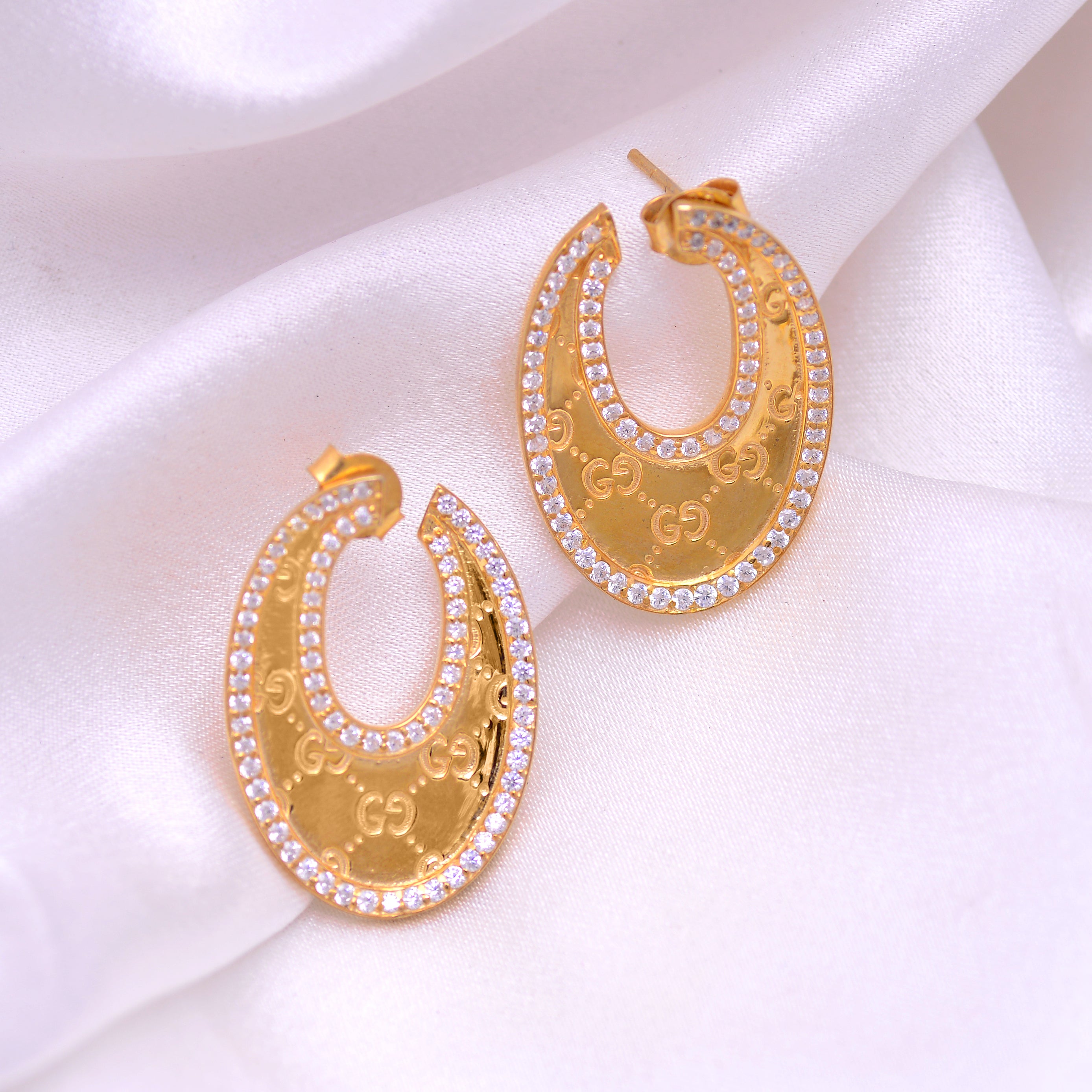 Golden Cubic Zirconia Earrings