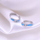 Sky Blue Enamel Huggie Earrings