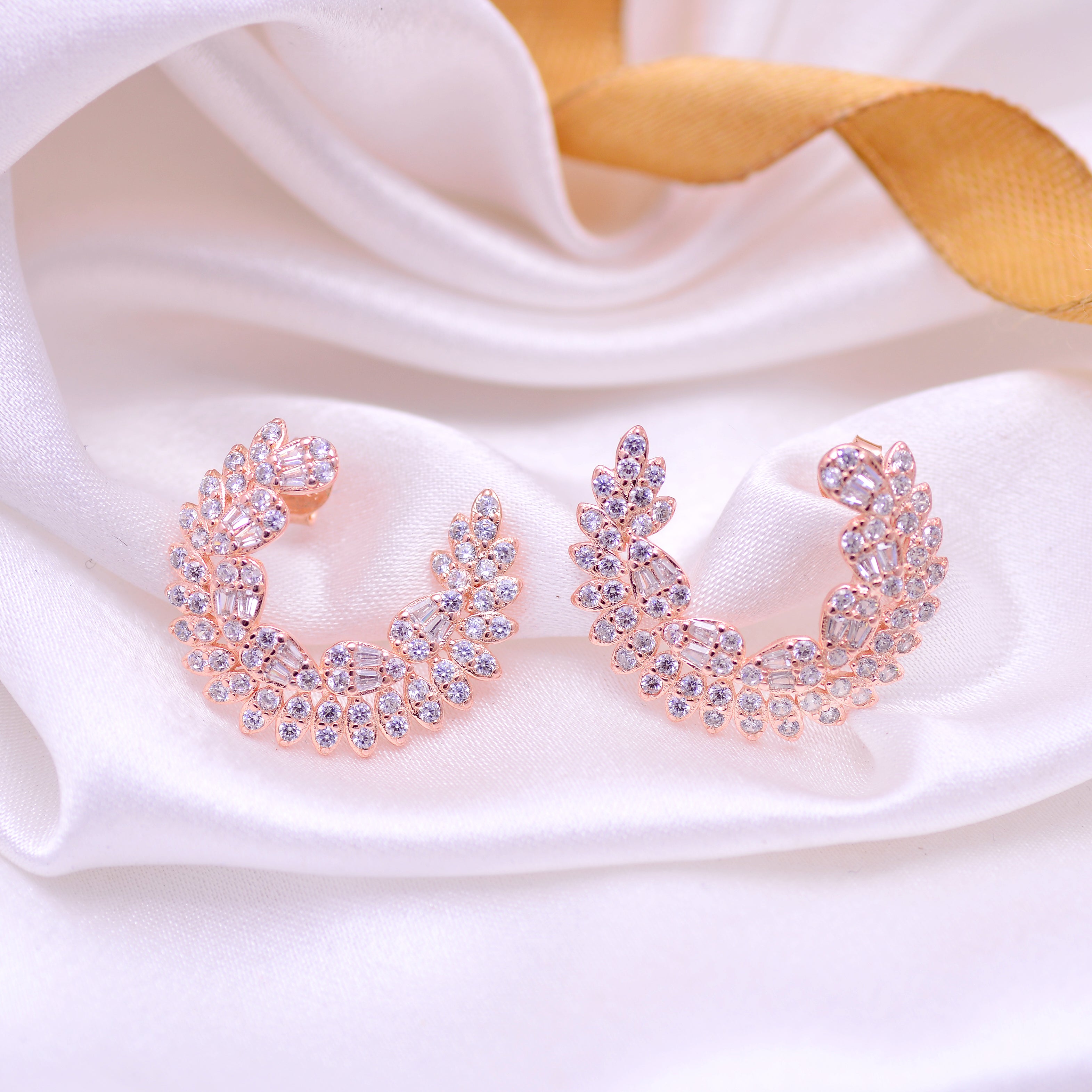 Rose Gold Crescent Earrings